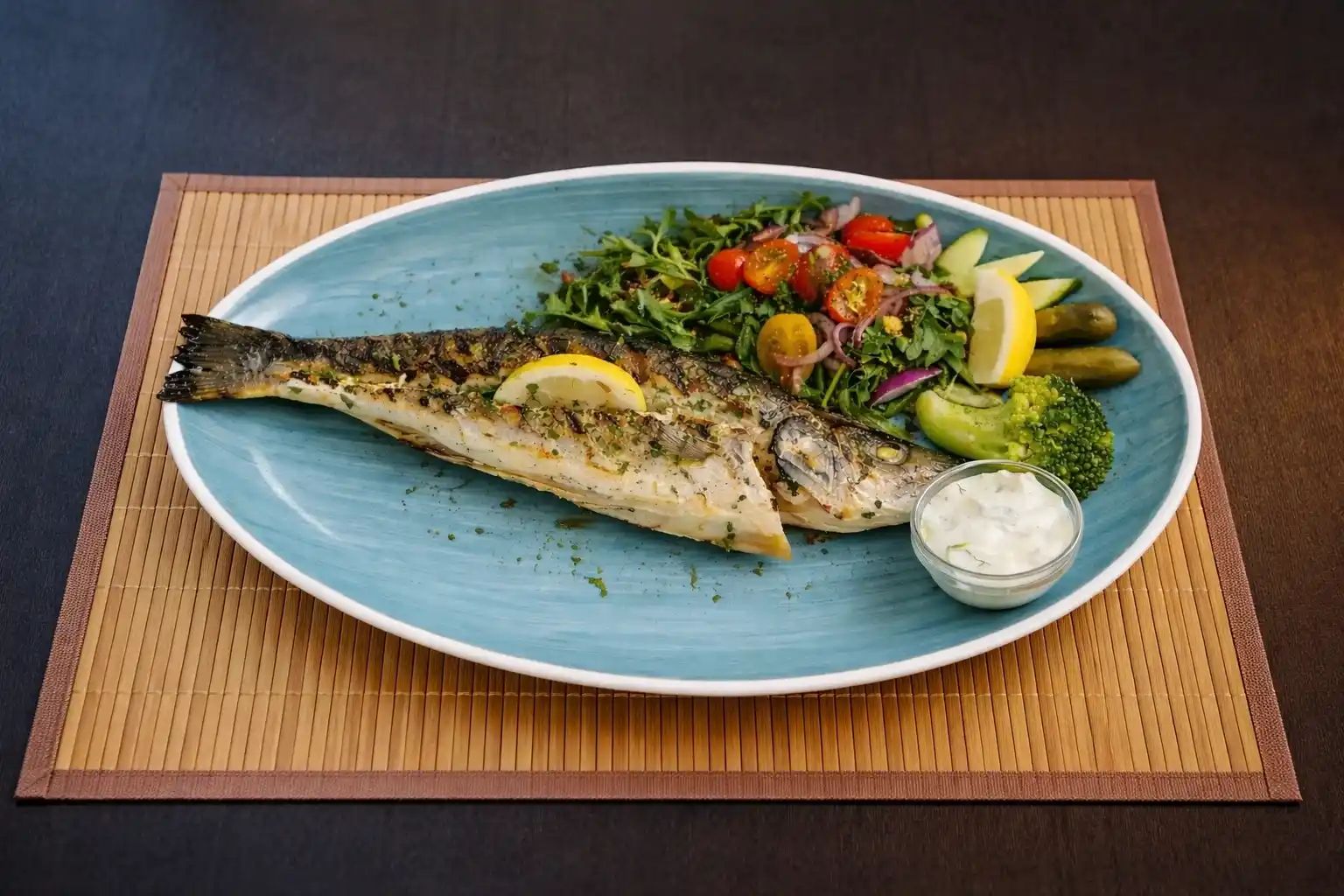 Frisch zubereitetes Fischgericht